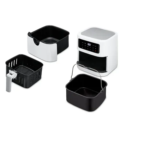 Medion, MEDION LIFE E40 XL Heißluftfritteuse MD 11740 weiß, 100 Rezepte in der Life+ App, ölfreies Frittieren, 9 Automatikprogramme, 5,2 L Korbvolumen