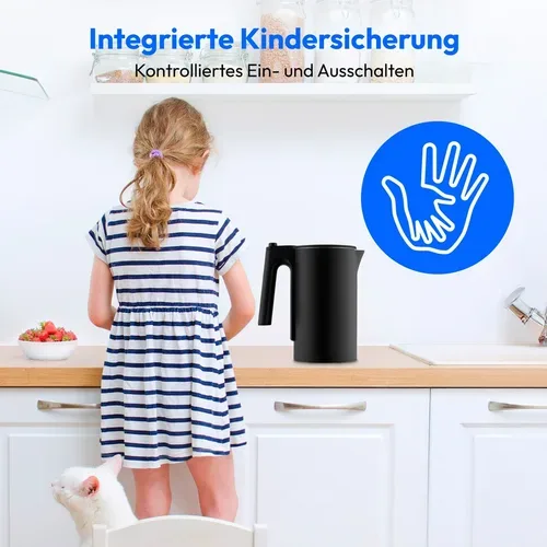 Medion, MEDION LIFE Digitaler Wasserkocher MD12106 schwarz, 2.200 Watt Leistung, 1,5 Liter Kapazität, LED-Display, LED-leuchtbalken, automatische Programme, Kindersicherung