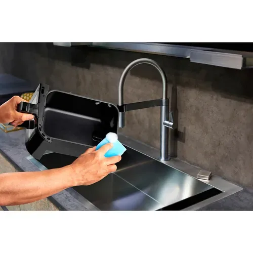 Medion, MEDION LIFE P20 XXL Twin Doppelzonen-Heißluftfritteuse MD 11760 schwarz, 100 Rezepte in der Life+ App, 2 separate Garzonen, 9 Automatikprogramme, 8,7 L Gesamt-Nutzinhalt, 2.600 Watt, Temperatur einstellbar bis 200 °C