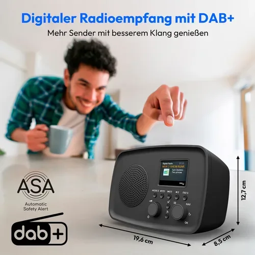 Medion, MEDION LIFE DAB+ Radio DRE-1 (MD89288), Bluetooth® 5.3 wireless technology, ASA-Notfallwarnsystem, 2,4" (6,1 cm) TFT-Farbdisplay, 5 W RMS