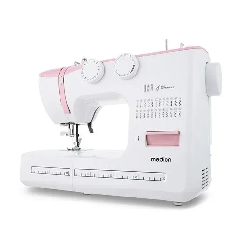 Medion, MEDION LIFE Freiarm-Nähmaschine SM60 (MD10689) rosa, einstellbare Stichlänge und Stichbreite, automatischer Einfädler, 60 verschiedene Stichmuster, integriertes Zubehörfach, 60 Watt Motorleistung