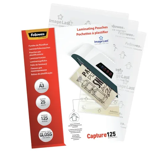Fellowes, FELLOWES Laminiertasche A3 5396501 glanz, 125my 25 Stk