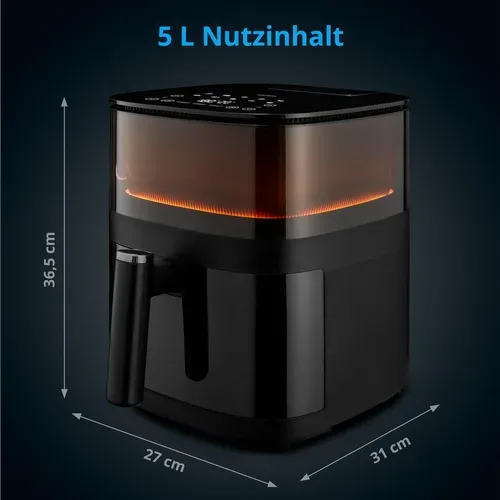 Medion, MEDION LIFE X10 XL Heißluftfritteuse MD 11780, 100 Rezepte in der Life+ App, innovative Wassersprayfunktion, 10 Automatikprogramme, ca. 5 L Korbvolumen, Temperatur einstellbar bis 230 °C