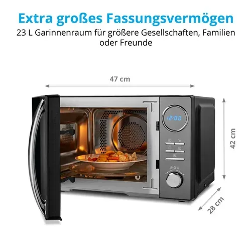 Medion, MEDION LIFE 3 in 1 Mikrowelle  MD 11493, Kombination aus Mikrowelle, Grill und Heißluft, 23 L, 10 Automatikprogramme, 900 W, Digitaler Timer