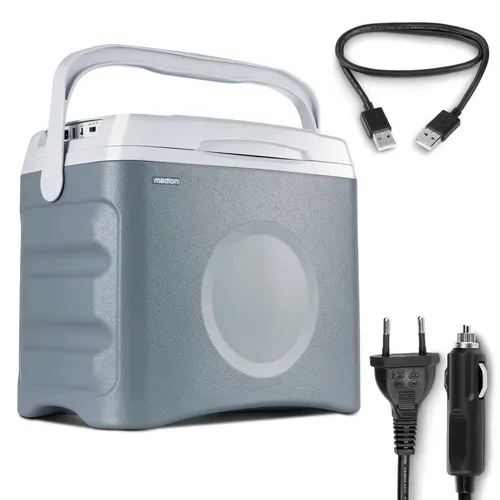 Medion, MEDION LIFE® Thermoelektrische Kühlbox MD 10735, Kühl- und Warmhaltefunktion, 25 L Kapazität, 12V-, 230V- und USB-Anschlüsse zur Stromversorgung