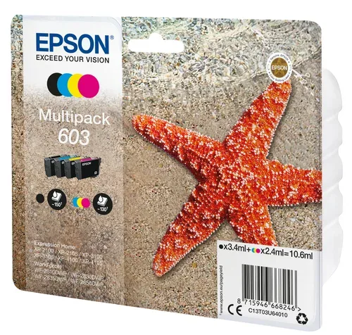 Epson, Epson E603 Druckerpatronen (bk, c, m, y) - Epson No. 603, C13T03U64010 für z.B. Epson Expression Home XP -2100, Epson Expression Home XP -2105