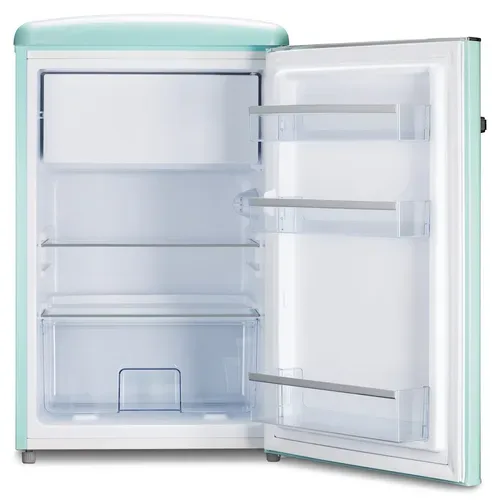 Medion, MEDION LIFE Retro Kühlschrank mit Gefrierfach MD37790 Minty Green, 108 L Gesamtnutzinhalt, 37 dB, höhenverstellbare Füße, Energieeffiziensklasse D