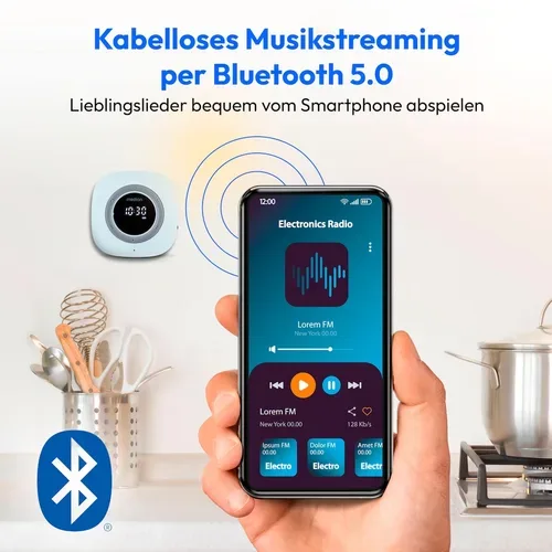 Medion, MEDION LIFE S66884 Duschradio blau, LED-Display, UKW-Radio, IPX6 Schutz, Bluetooth® 5.0, 30 W Ausgangsleistung (3 W RMS)