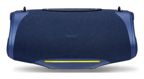 Medion, MEDION LIFE P61762 Tragbarer Bluetooth® Lautsprecher L blau, Dual Illuminated & Lightstrip (RGB-Lichteffekte), Bluetooth® 5.3, integrierter Akku mit bis zu 47 Stunden Laufzeit, robustes & mobiles Design, 2 x 25 W RMS