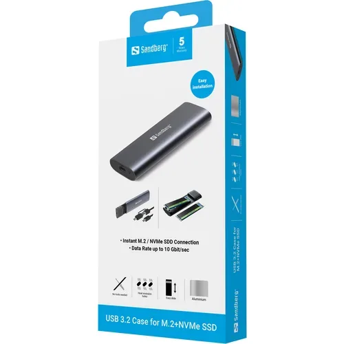 Sandberg, Sandberg -  USB 3.2 Case for M.2+NVMe SSD