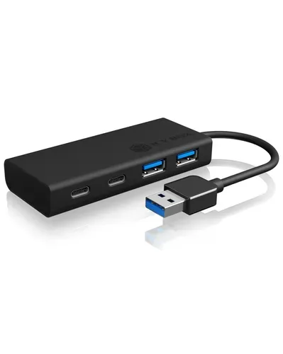 ICY BOX, IB-HUB1426-U3, USB 3.2 Gen 1 Hub Type-A zu 2x Type-C® und 2x Type-A USB Anschlüssen