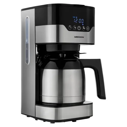 Medion, MEDION Kaffeemaschine mit Thermoskanne MD 18458, Timer-Funktion, Tropf-Stopp, 900 Watt, 1,1 Liter Fassungsvermögen, Aromawahlschalter