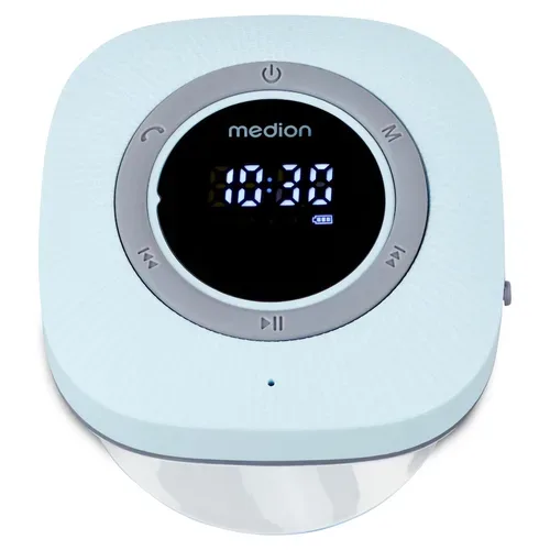 Medion, MEDION LIFE S66884 Duschradio blau, LED-Display, UKW-Radio, IPX6 Schutz, Bluetooth® 5.0, 30 W Ausgangsleistung (3 W RMS)