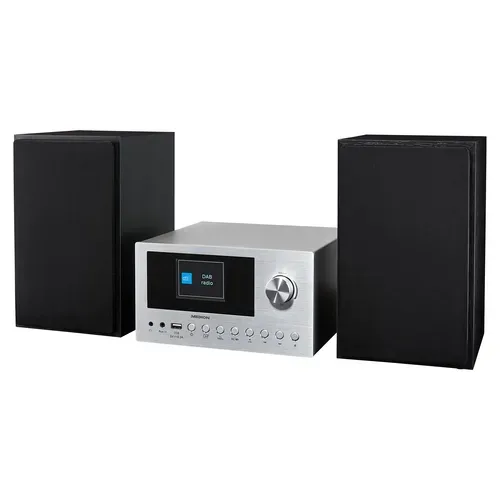 Medion, MEDION LIFE P85003 Micro-Audio-System silber, Internet/DAB+/PLL-UKW Stereo-Radio mit je 40 Senderspeichern, 2,8'' TFT-Farbdisplay, Bluetooth® 5.0, CD-Player, WLAN, USB, 2 x 15 RMS