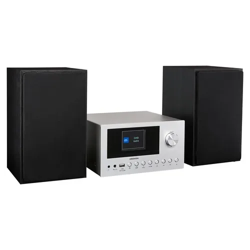 Medion, MEDION LIFE P85003 Micro-Audio-System silber, Internet/DAB+/PLL-UKW Stereo-Radio mit je 40 Senderspeichern, 2,8'' TFT-Farbdisplay, Bluetooth® 5.0, CD-Player, WLAN, USB, 2 x 15 RMS