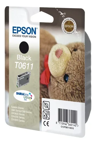 Epson, Epson E611BK Druckerpatronen bk - Epson T0611BK, C13T06114010 für z.B. Epson Stylus D 68, Epson Stylus D 68 PE, Epson Stylus D 88