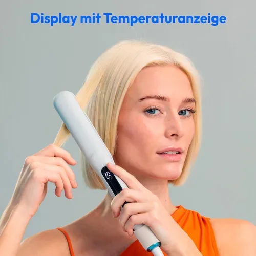 Medion, MEDION LIFE HS1 Glätteisen weiß, flexible Keramik-/Turmalin Heizplatten mit Temperatursensor, Display mit Temperaturanzeige, 5 regelbare Hitzestufen (165° - 210°)
