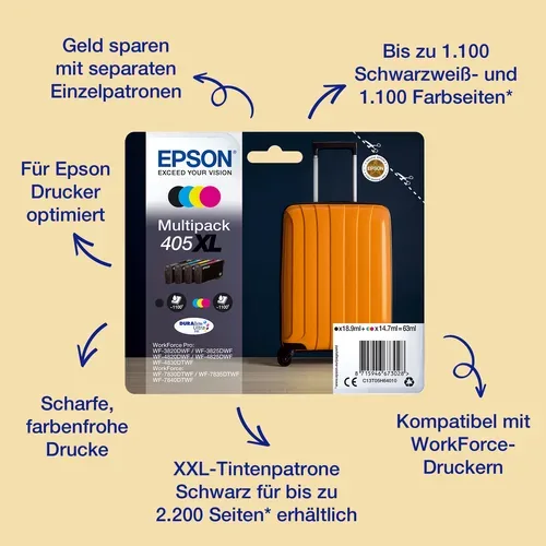 Epson, Epson - Singlepack Black 405 DURABrite Ultra Ink, Schwarz, One Size