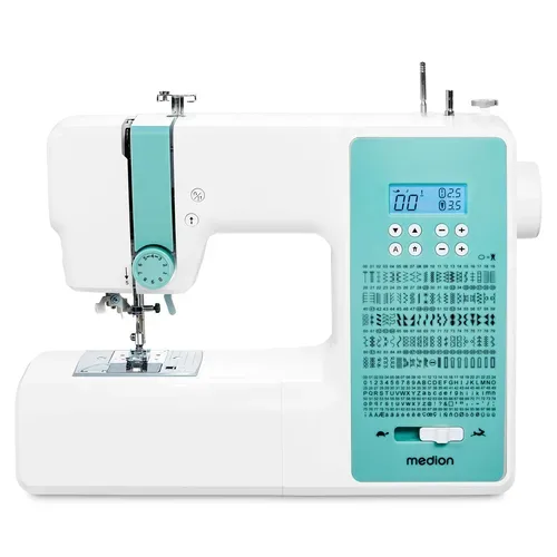 Medion, MEDION LIFE Digitale Nähmaschine SD36 (MD11881) türkis, einstellbare Stichlänge und Stichbreite, 270 Stichmuster, Integriertes Zubehörfach, 36 Watt Motorleistung