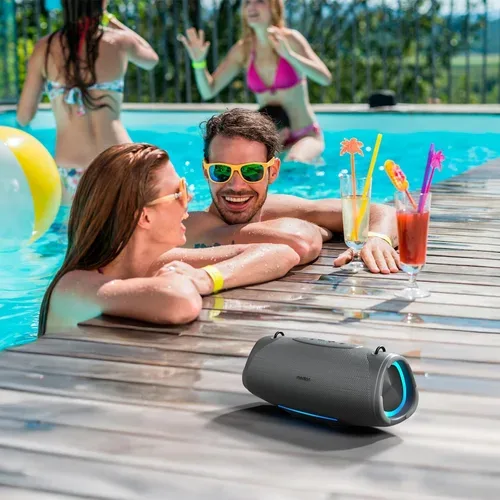 Medion, MEDION LIFE P61762 Tragbarer Bluetooth® Lautsprecher L anthrazit, Dual Illuminated & Lightstrip (RGB-Lichteffekte), Bluetooth® 5.3, integrierter Akku mit bis zu 47 Stunden Laufzeit, robustes & mobiles Design, 2 x 25 W RMS