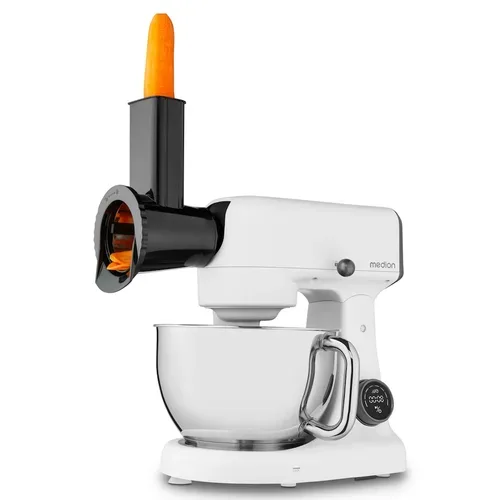 Medion, MEDION LIFE Digitale Küchenmaschine MD12600 weiß, 800 W Gleichstrommotor, Energiesparend, Ultraleise, Digitales Sensor-Touch-Display, 4,6 L Edelstahlschüssel, Inkl. Fleischwolf