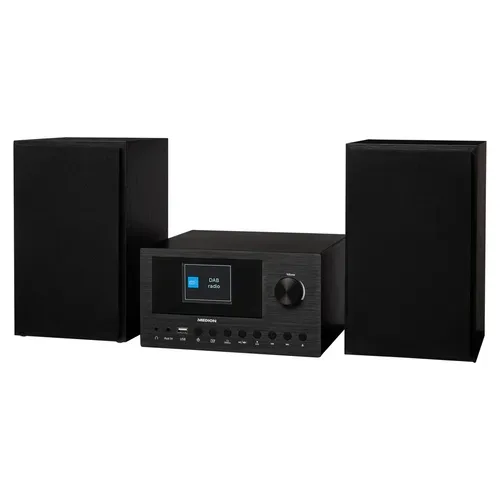 Medion, MEDION LIFE P85003 Micro-Audio-System schwarz, Internet/DAB+/PLL-UKW Stereo-Radio mit je 40 Senderspeichern, 2,8'' TFT-Farbdisplay, Bluetooth® 5.0, CD-Player, WLAN, USB, 2 x 15 RMS