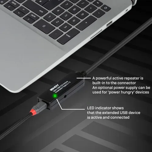 LINDY, LINDY USB-Kabel USB 3.2 Gen1 USB-A Stecker, USB-C® Buchse 10.00 m Schwarz 43376