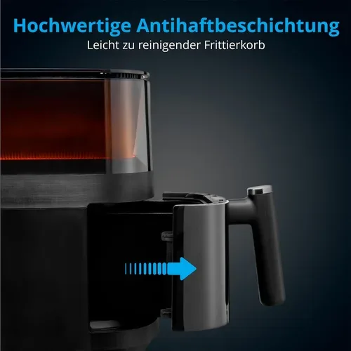 Medion, MEDION LIFE X10 XL Heißluftfritteuse MD 11780, 100 Rezepte in der Life+ App, innovative Wassersprayfunktion, 10 Automatikprogramme, ca. 5 L Korbvolumen, Temperatur einstellbar bis 230 °C