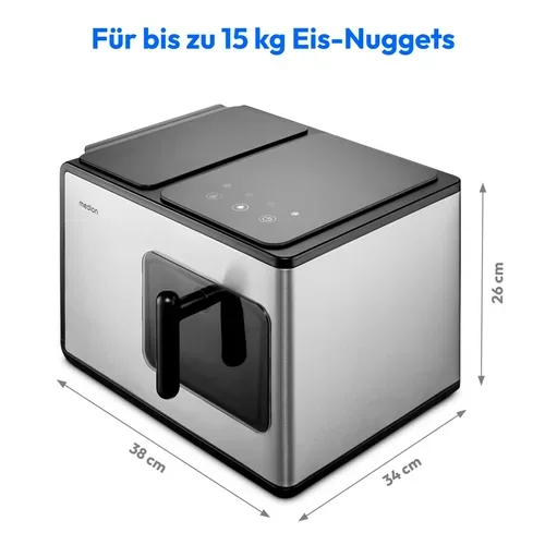 Medion, MEDION LIFE Nugget Eiswürfelbereiter MD 11960, 2 L Wassertank, schnelle Zubereitungszeit, Elektronisches Bedienfeld und LED Display, Herausnehmbarer Eiswürfelkorb, Selbstreinigung