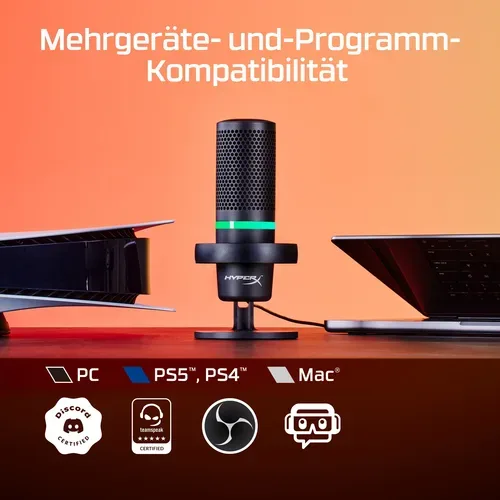 HyperX, HyperX -  DuoCast RGB USB-Mikrofon – Professionelle Klangqualität mit anpassbarer Beleuchtung