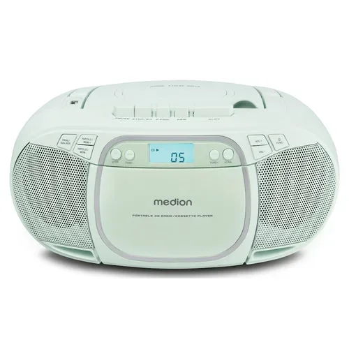 Medion, MEDION LIFE E66476 Tragbare CD-Boombox, CD-Player, Kassettendeck, FM-Radio, USB-MP3-Wiedergabe, 30 Senderspeicher, Batteriebetrieb
