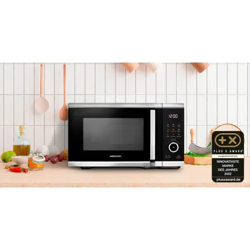 Medion, MEDION LIFE Mikrowelle mit Heißluft- fritteusen- funktion  MD 11499, 3in1 Mikrowelle, 25 L Garinnenraum, 900 W Mikrowellenleistung, 9 Automatikprogramme