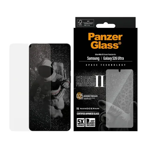 Care By Panzerglass, CARE by PanzerGlass Displayschutzglas "Ultra-Wide Fit Screen Protector" für Samsung Galaxy S26 Ultra Displayschutzfolie, Schutzfolie, Bildschirmschutz, kratz- & stossfest