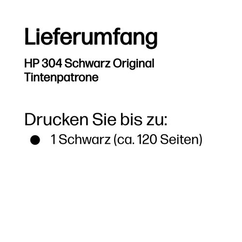 HP, HP Tintenpatrone 304 schwarz N9K06AE DeskJet 3720/30 120 Seiten