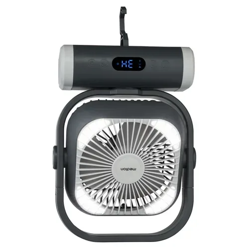 Medion, MEDION LIFE Camping Ventilator E10 TF grau, 20 W Leistung, 5 Geschwindigkeitsstufen, 110° Oszillation, 10.000 mAh Akku, als Powerbank nutzbar, LED