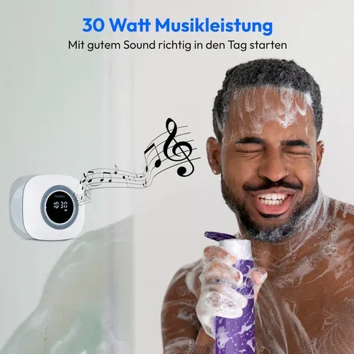 Medion, MEDION LIFE S66884 Duschradio, LED-Display, UKW-Radio, IPX6 Schutz, Bluetooth® 5.0, 30 W Ausgangsleistung (3 W RMS)