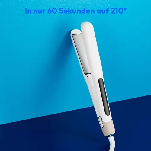 Medion, MEDION LIFE HS1 Glätteisen weiß, flexible Keramik-/Turmalin Heizplatten mit Temperatursensor, Display mit Temperaturanzeige, 5 regelbare Hitzestufen (165° - 210°)
