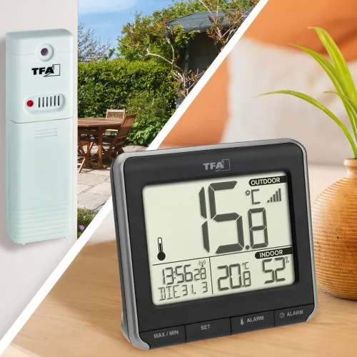 TFA Dostmann, TFA Dostmann PRIO Funk-Thermometer digital Schwarz, Weiß 30.3069.01