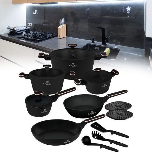 Berlinger, Berlinger, Küchenbedarf, Berlinger Haus 15-teiliges Kochgeschirr-Set PRO Black Rose Collection, Produkte & Wohnen