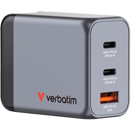 Verbatim, Verbatim, USB Ladegerät, Verbatim GaN 3 Port Charger 65W, Produkte & Wohnen