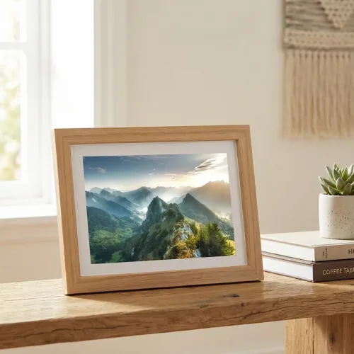 DENVER, DENVER - PFF-1042LW 10,1 Zoll digitaler Wi-Fi-Fotorahmen mit FRAMEO-Software. Rahmen aus Eichenholz.