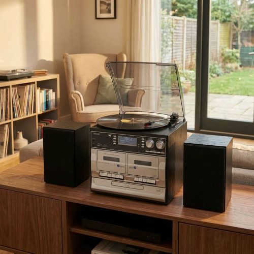 DENVER, Denver MRD-166 Stereoanlage DAB+, Plattenspieler, SD, UKW, USB, Aufnahmefunktion 2 x 2 W Schwarz