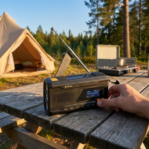 DENVER, Denver SCD-2033 Notfallradio DAB+, UKW USB Akku-Ladefunktion, Handkurbel, wiederaufladbar, Powerbank-Funktion Schwarz