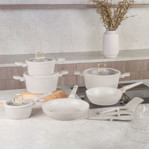 Berlinger, Berlinger, Küchenbedarf, Berlinger Haus 15-teiliges Kochgeschirr-Set matt cream Sahara Collection, Produkte & Wohnen