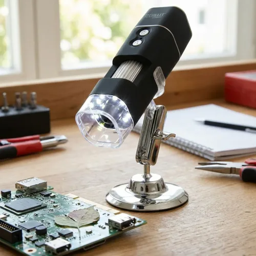 Full-HD-Mikroskop, WLAN, Akku, 1000-fache Vergrösserung, Micro-USB inkl. Halterung