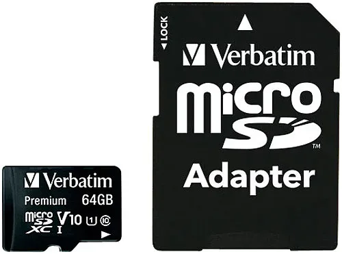 Verbatim, VERBATIM Micro SDXC Card 64GB 44084 with Adapter Class 10. UHS 1