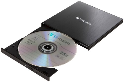 Verbatim, Verbatim Slimline Blu-ray Brenner Extern Retail USB-A (USB 3.2 Gen 1) Schwarz