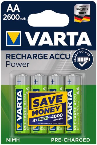 VARTA, VARTA Batterie Akku 5716101404 R2U, AA/HR6, 2600 mAh, 4 S.