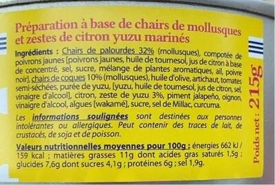 La Perle des Dieux, La Perle des Dieux Tapas von Venusmuscheln u. Herzmuscheln mit Yuzu - Dose 215 g