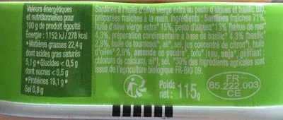 La Perle des Dieux, La Perle des Dieux Sardinen mit Algen-Pesto in Olivenöl Extra Verg. - Dose 115 g